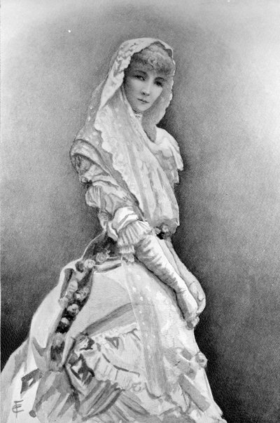 Sarah Bernhardt como Marguerite Gautier en La dama de las camelias de Alexandre Dumas Fils en la primera producción en los Estados Unidos, c. 1880 de Edith Fithian